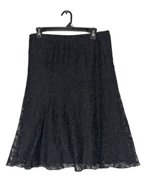 Worthington Black Lace Midi Skirt Size 12 Gothic Grunge Dark Romantic Whimsigoth